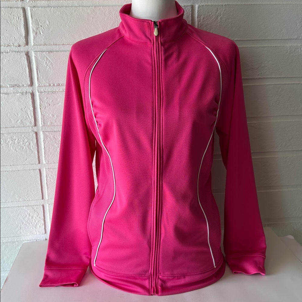 Pebble Beach Pink Zip-Up Jacket with White Accents -